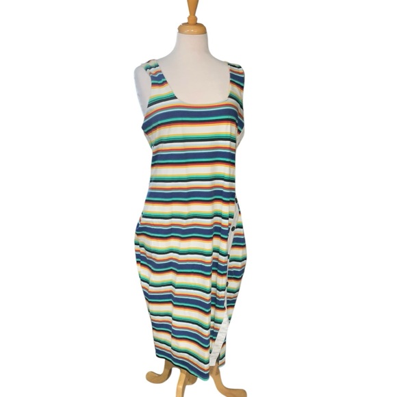 Express Dresses & Skirts - Vintage sleeveless multi color striped body con dress from Express size xl
